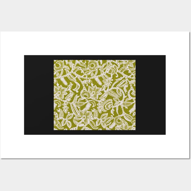 Vintage floral lace (green yellow) Wall Art by BessoChicca